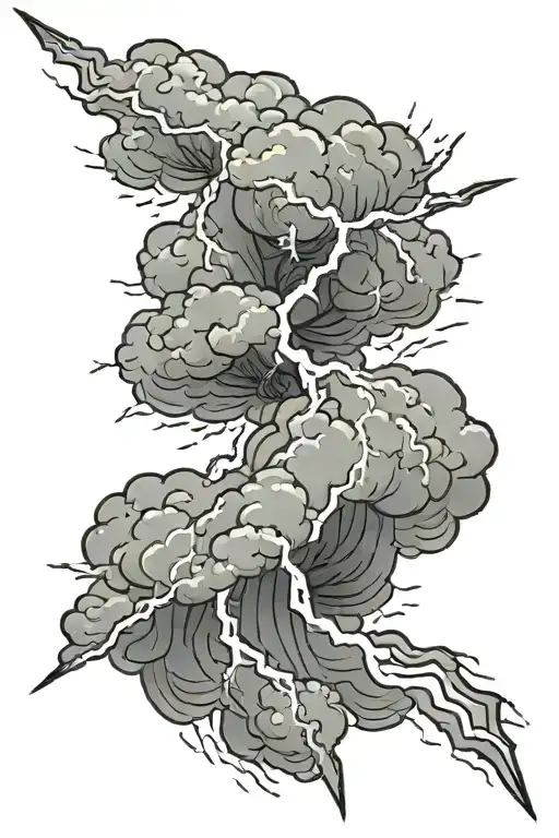 lightning bolt with storm clouds tattoo design idea