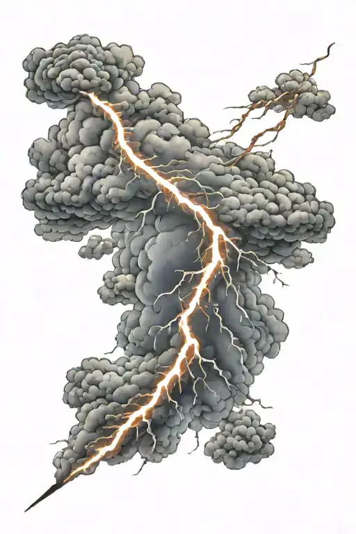 lightning bolt with storm clouds tattoo design idea