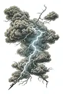 lightning bolt with storm clouds tattoo design idea