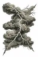 lightning bolt with storm clouds tattoo design idea