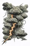 lightning bolt with storm clouds tattoo design idea