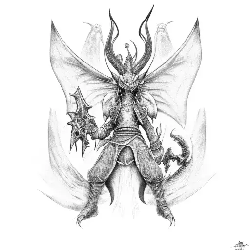 bahamut final fantasy tattoo design idea