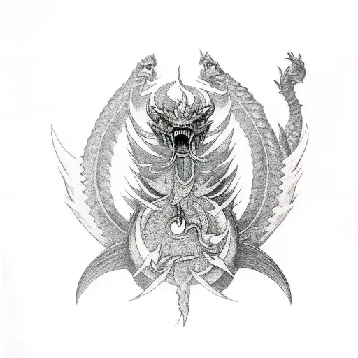 bahamut from final fantasy 7 re-make tattoo design idea