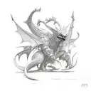 bahamut vs levathian from final fantasy series tattoo design idea