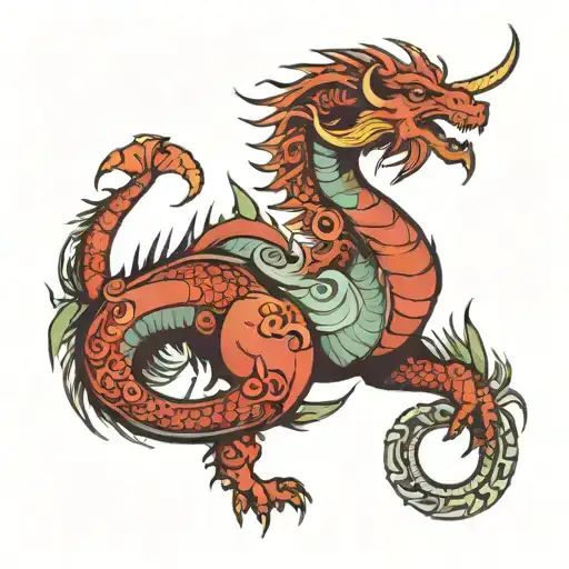aries dragon sign tattoo design idea