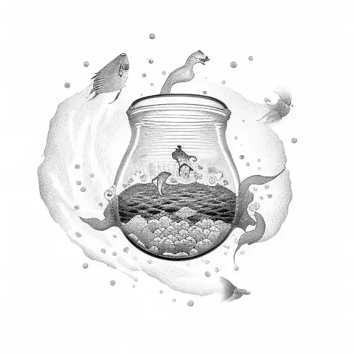 two lost souls swimming in a fishbowl tattoo design idea