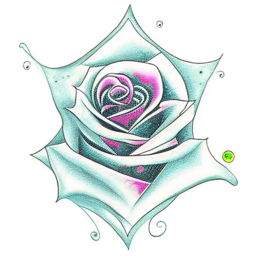 A new-school design featuring a black rose with vibrant colors and musical notes inspired by Thin Lizzy tattoo design idea