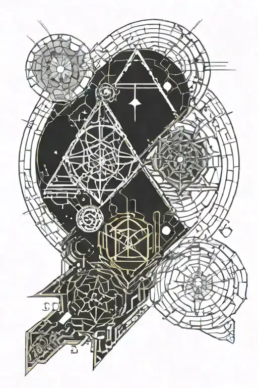 Wilderness and Religious symbols merging tattoo design idea