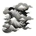 clouds pattern japanese waves tattoo design idea