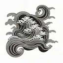 clouds pattern japanese waves tattoo design idea