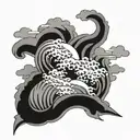 clouds pattern japanese waves tattoo design idea