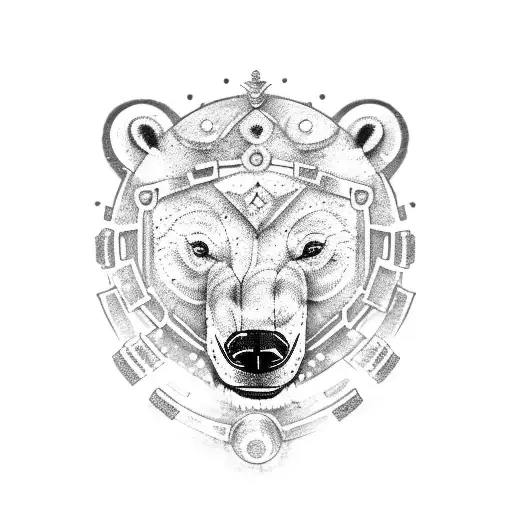 polar bear with medieval armor tattoo design idea