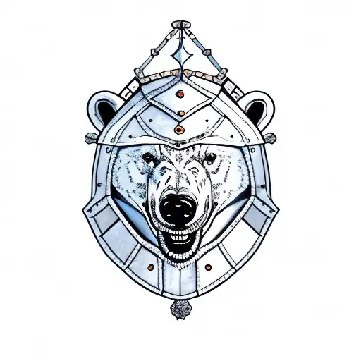 polar bear with medieval armor tattoo design idea