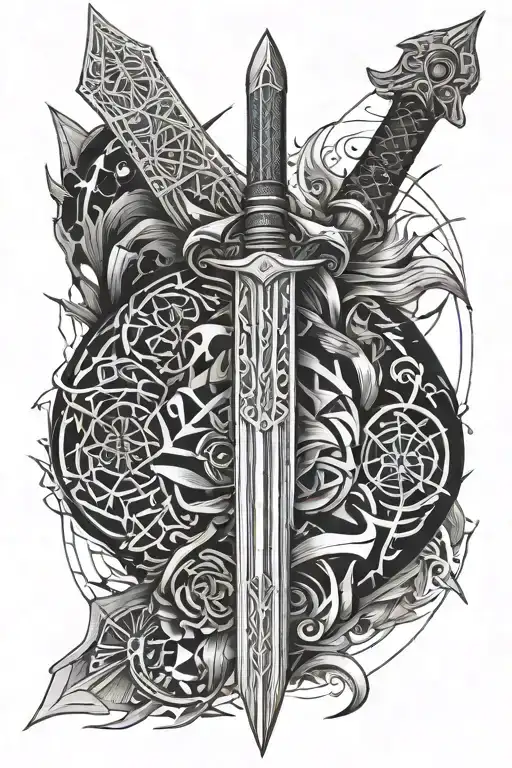 witcher sword tattoo design idea
