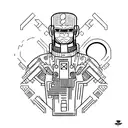 Tokyo Revengers characters in a futuristic cyberpunk setting tattoo design idea