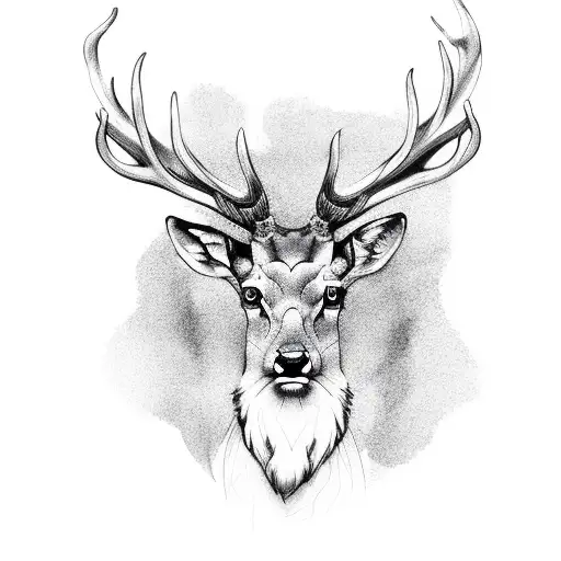 Stag with lines tattoo design idea