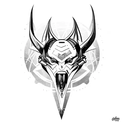 cyber sigil bat tattoo design idea