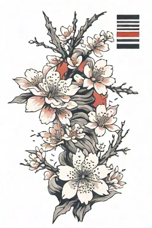 Sakura and the Japanese flag tattoo design idea