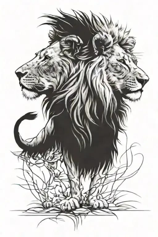 I want a lion, its shading should be mostly yellow and red tattoo design idea