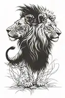 I want a lion, its shading should be mostly yellow and red tattoo design idea