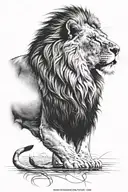 I want a lion, its shading should be mostly yellow and red tattoo design idea
