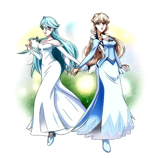 elsa and rosalina back to back tattoo design idea