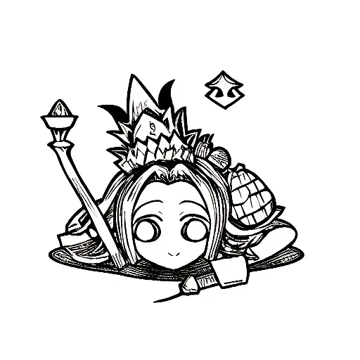 upside-down pineapple with crown on top and Ace of spade in one hand  tattoo design idea