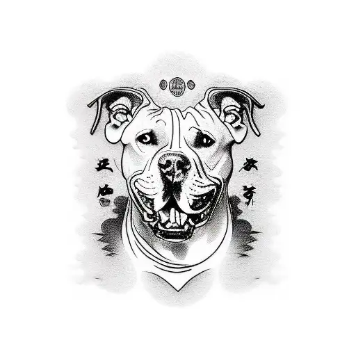 happy pitbull tattoo design idea