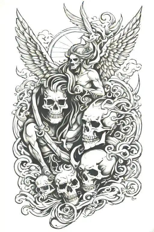 heaven vs hell tattoo design idea