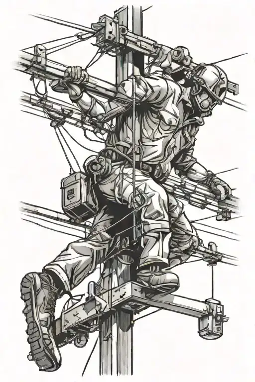 lineman working on power lines tattoo design idea