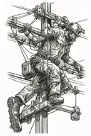 lineman working on power lines tattoo design idea