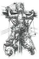 lineman working on power lines tattoo design idea