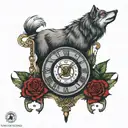 wolf Libra scale and Roman numeral 3 tattoo design idea