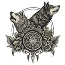 wolf Libra scale and Roman numeral 3 tattoo design idea