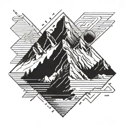 Combine a mountain peak with a finish line to symbolize reaching new heights in triathlon tattoo design idea