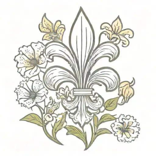 louisiana, flowers, sun, fleur de lis  tattoo design idea