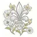 louisiana, flowers, sun, fleur de lis  tattoo design idea