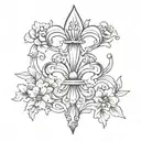 louisiana, flowers, sun, fleur de lis  tattoo design idea