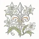 louisiana, flowers, sun, fleur de lis  tattoo design idea