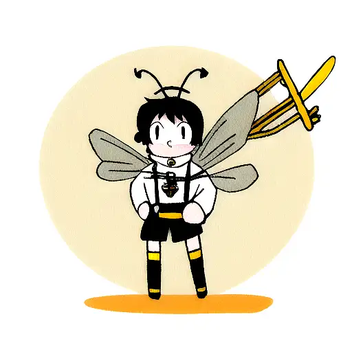 bee with small anchor and mechanic tools tattoo design idea