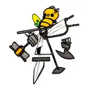 bee with small anchor and mechanic tools tattoo design idea