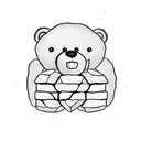 teddy bear building a brick wall and a brick falling  tattoo design idea