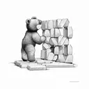 Teddy bear building a wall and it breaking  tattoo design idea