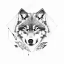 wolf, forest, mountain  tattoo design idea