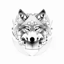wolf, forest, mountain  tattoo design idea