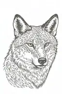 a rectangle frame, black at the bottom half, Roman numeral 27:17 at the bottom, coyote head popping out at top tattoo design idea