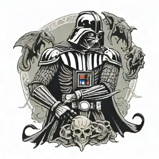 Darth Vader fighting a Xenomorph tattoo design idea