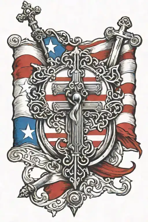 Puerto Rican flag incorporated, Catholic cross, New York, Cancer tattoo design idea