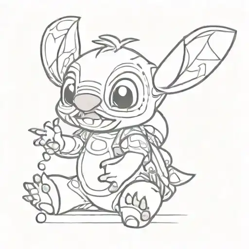 stitch cartoon character tattoo design idea