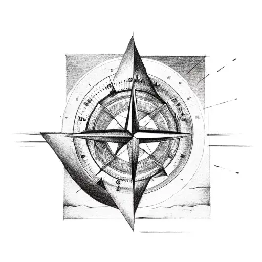 A triangle should be filled with half of the compass and the other half with the camera and feathers, sea waves, moon, m tattoo design idea